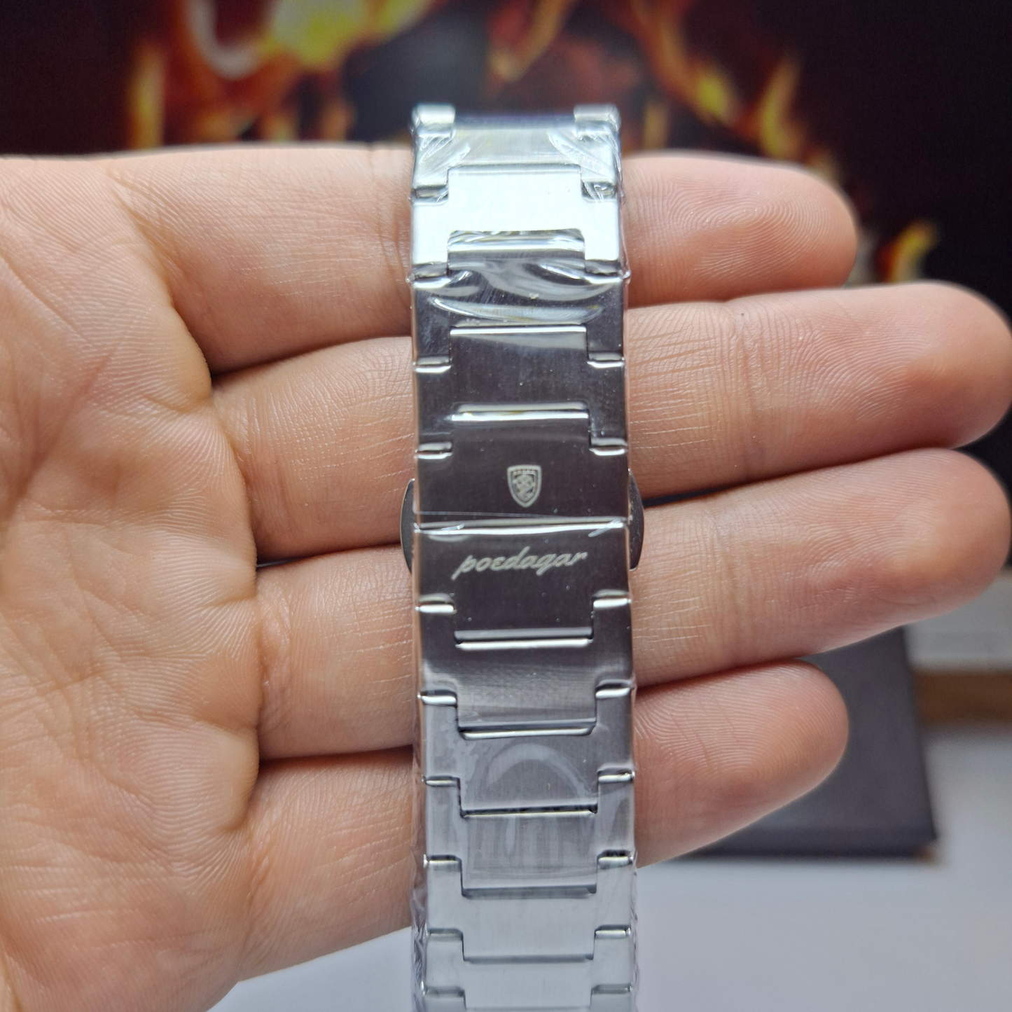 Reloj Hombre POEDAGAR 930 Carátula Negra Acero Inoxidable Luminiscente Broche Mariposa