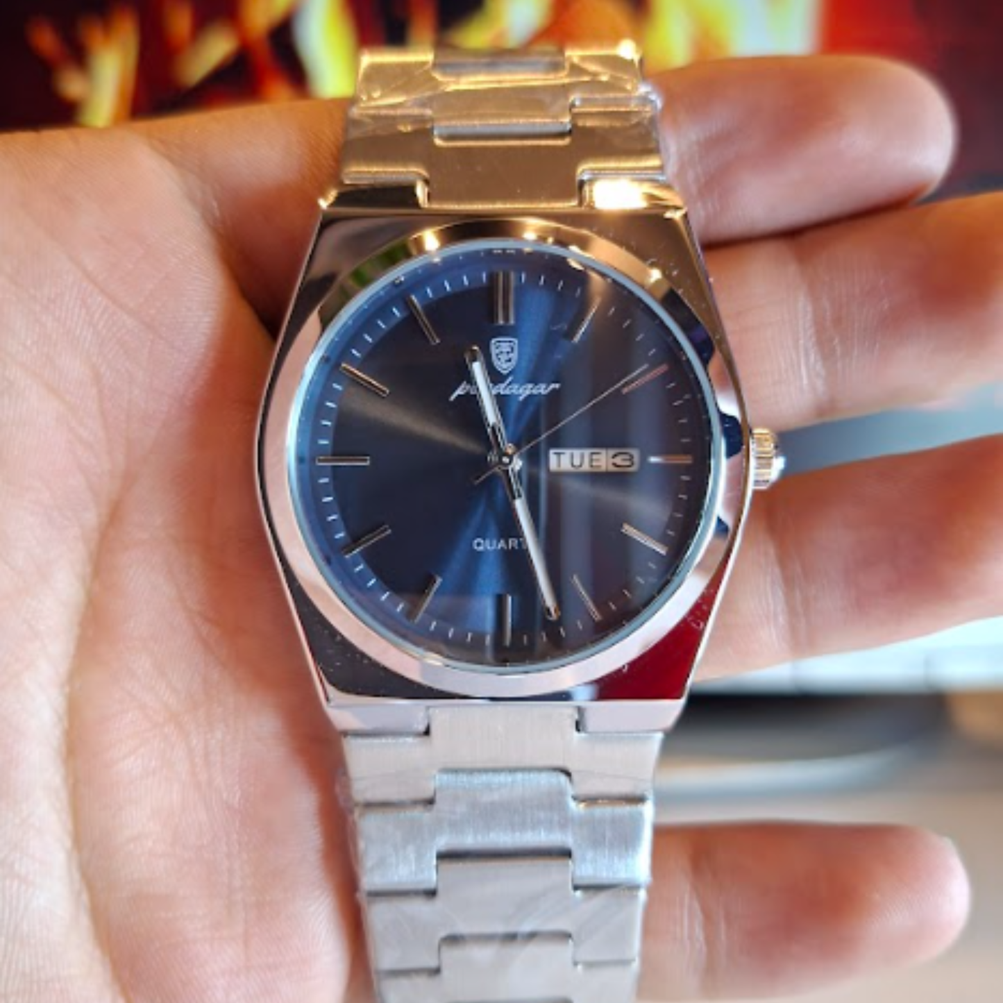 Reloj Hombre POEDAGAR 930 Carátula Azul Acero Inoxidable Luminiscente Broche Mariposa