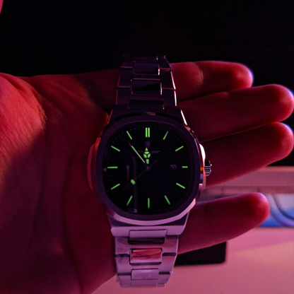 Reloj Hombre POEDAGAR 613 Carátula Negra Acero Inoxidable Luminiscente Broche Mariposa