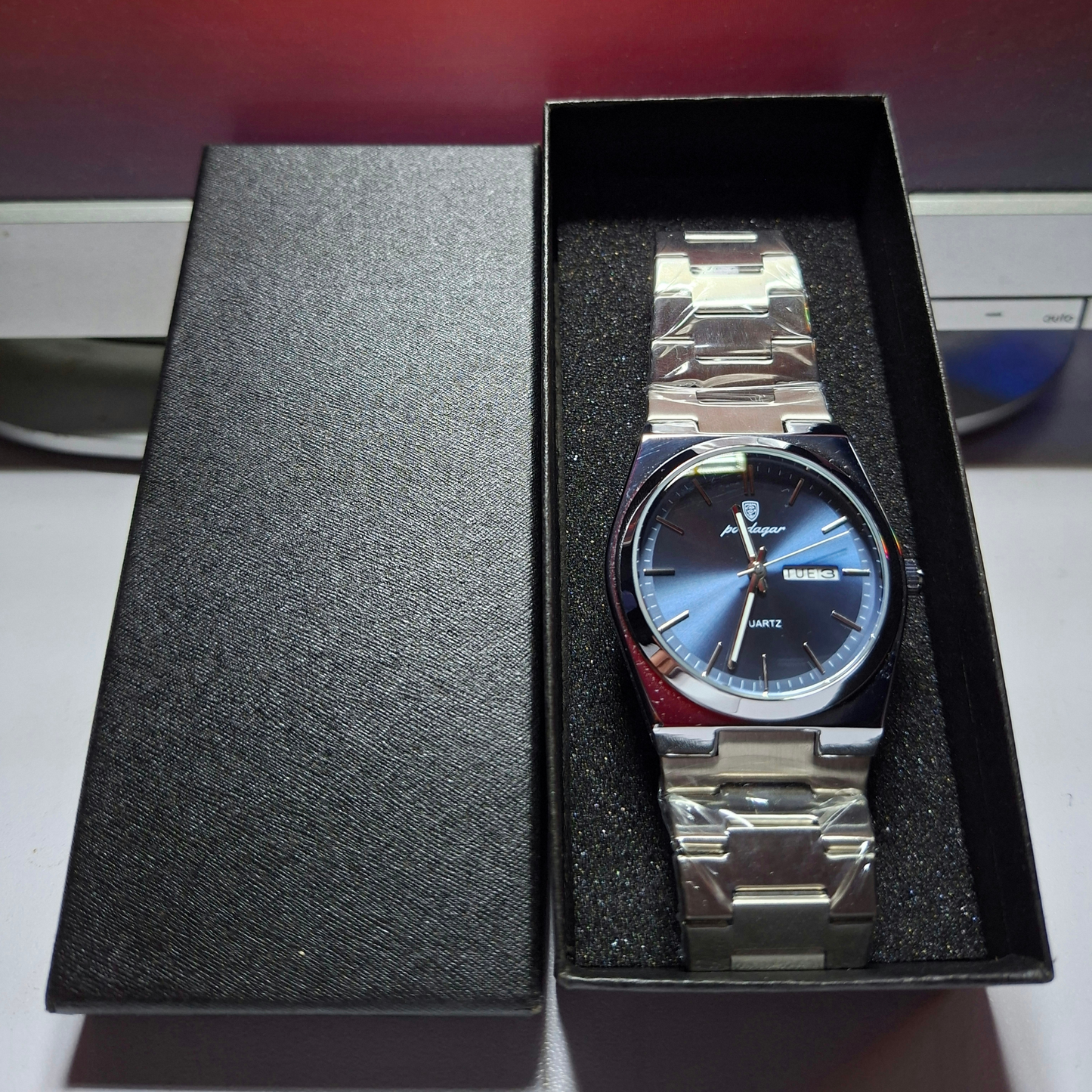 Reloj Hombre POEDAGAR 930 Carátula Azul Acero Inoxidable Luminiscente Broche Mariposa