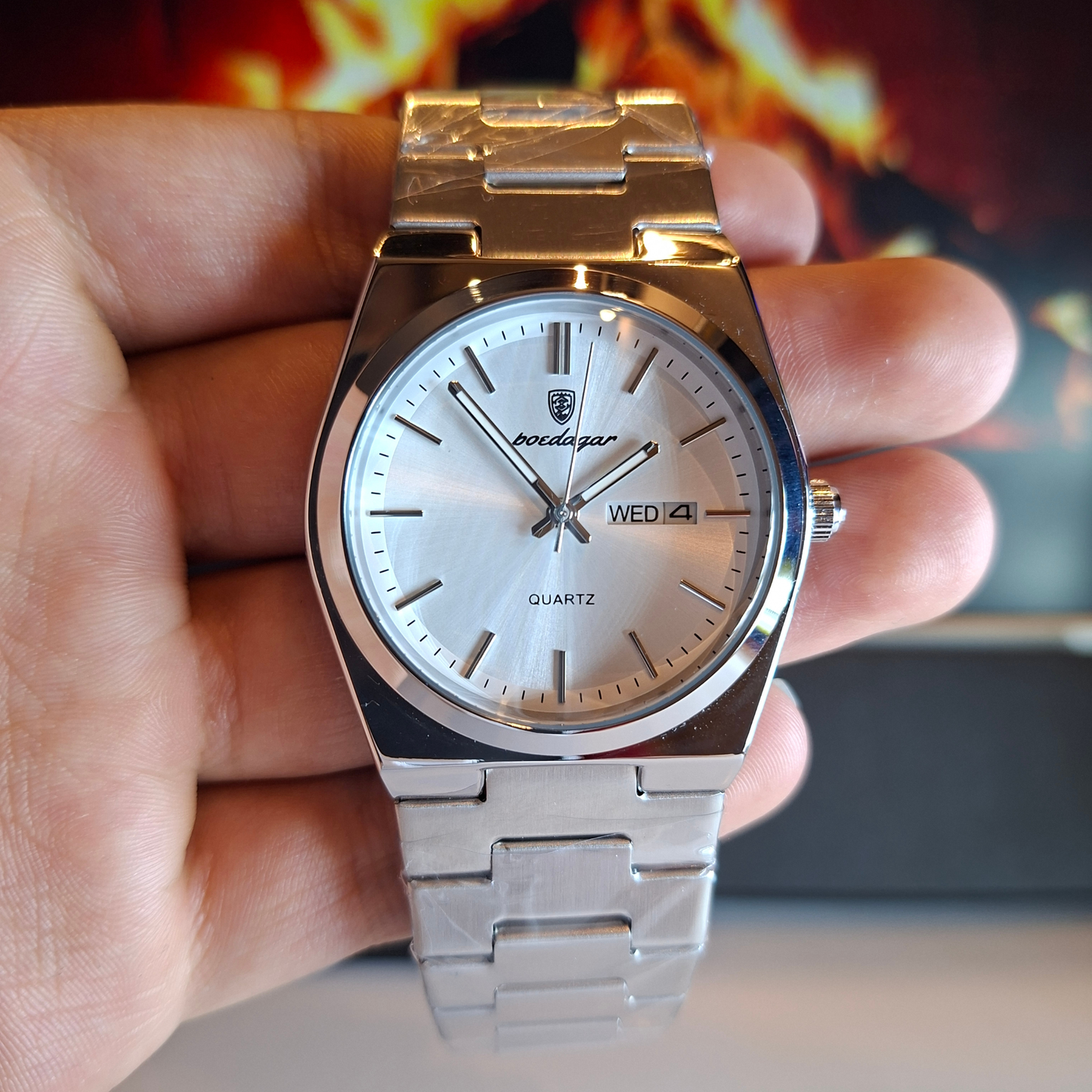Reloj Hombre POEDAGAR 930 Carátula Blanca Acero Inoxidable Luminiscente Broche Mariposa