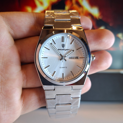 Reloj Hombre POEDAGAR 930 Carátula Blanca Acero Inoxidable Luminiscente Broche Mariposa
