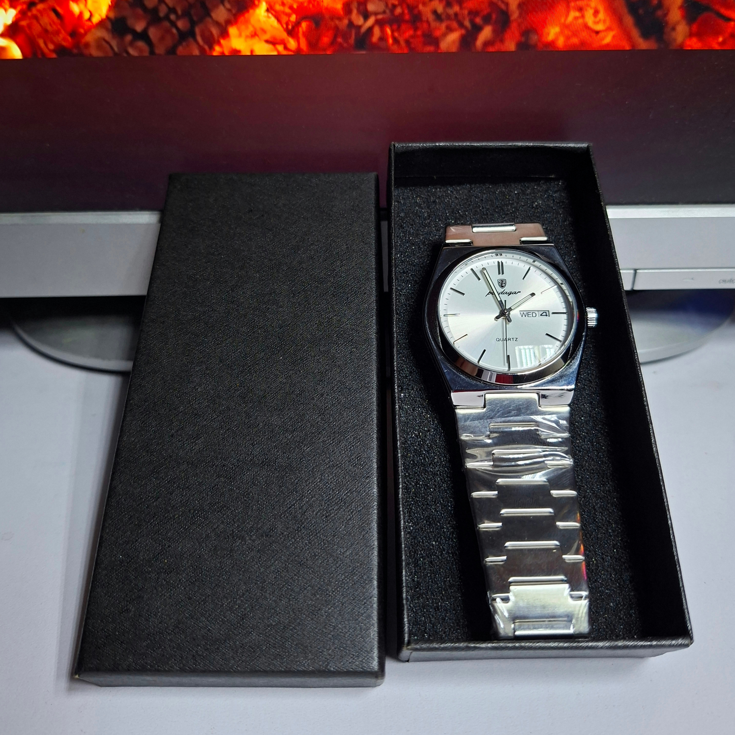 Reloj Hombre POEDAGAR 930 Carátula Blanca Acero Inoxidable Luminiscente Broche Mariposa