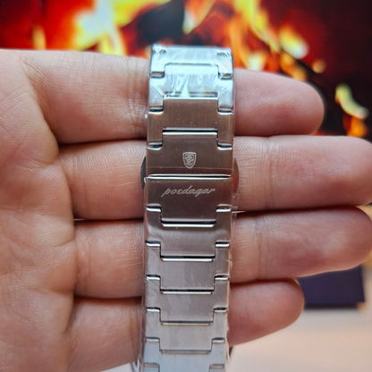 Reloj Hombre POEDAGAR 821 Bisel Dorado Carátula Azul Acero Inoxidable Luminiscente Broche Mariposa
