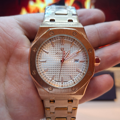Reloj Hombre POEDAGAR 924 Rose Gold Acero Inoxidable Luminiscente Cuarzo Fecha