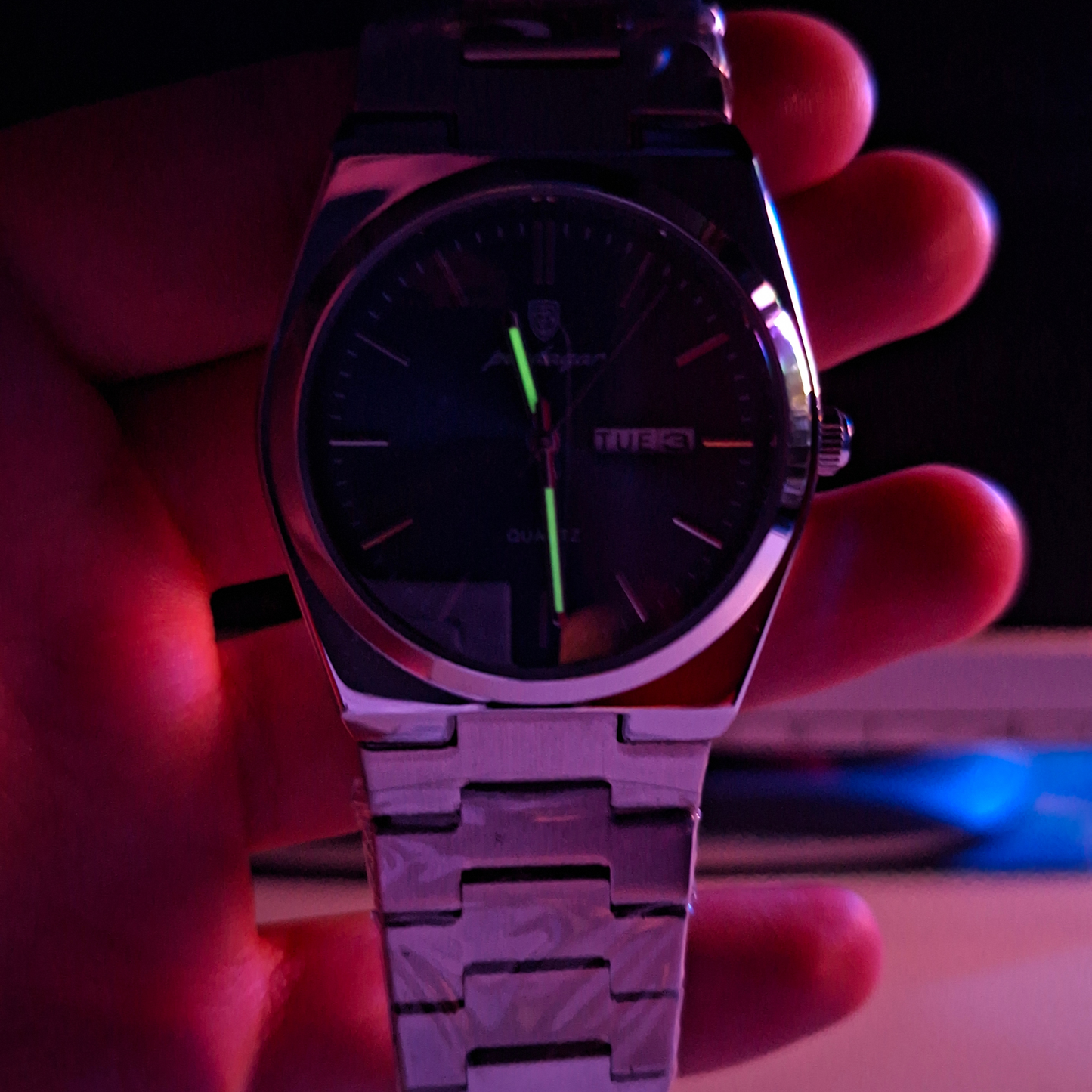 Reloj Hombre POEDAGAR 930 Carátula Azul Acero Inoxidable Luminiscente Broche Mariposa