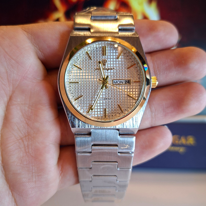 Reloj Hombre POEDAGAR 821 Bisel Dorado Carátula Blanca Acero Inoxidable Luminiscente Broche Mariposa