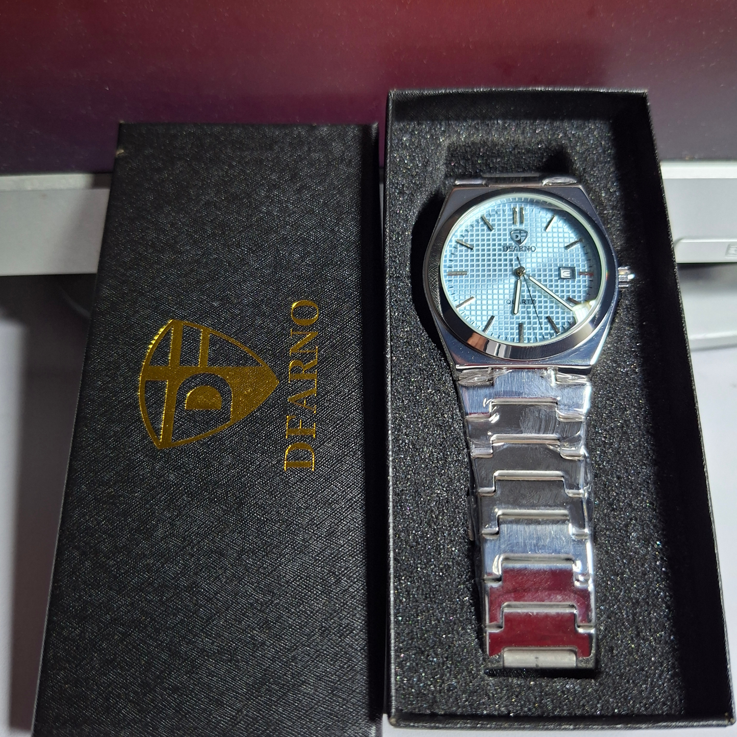 Reloj Hombre DFARNO Ice Blue Acero Inoxidable Luminiscente Broche Mariposa Cuarzo Fecha