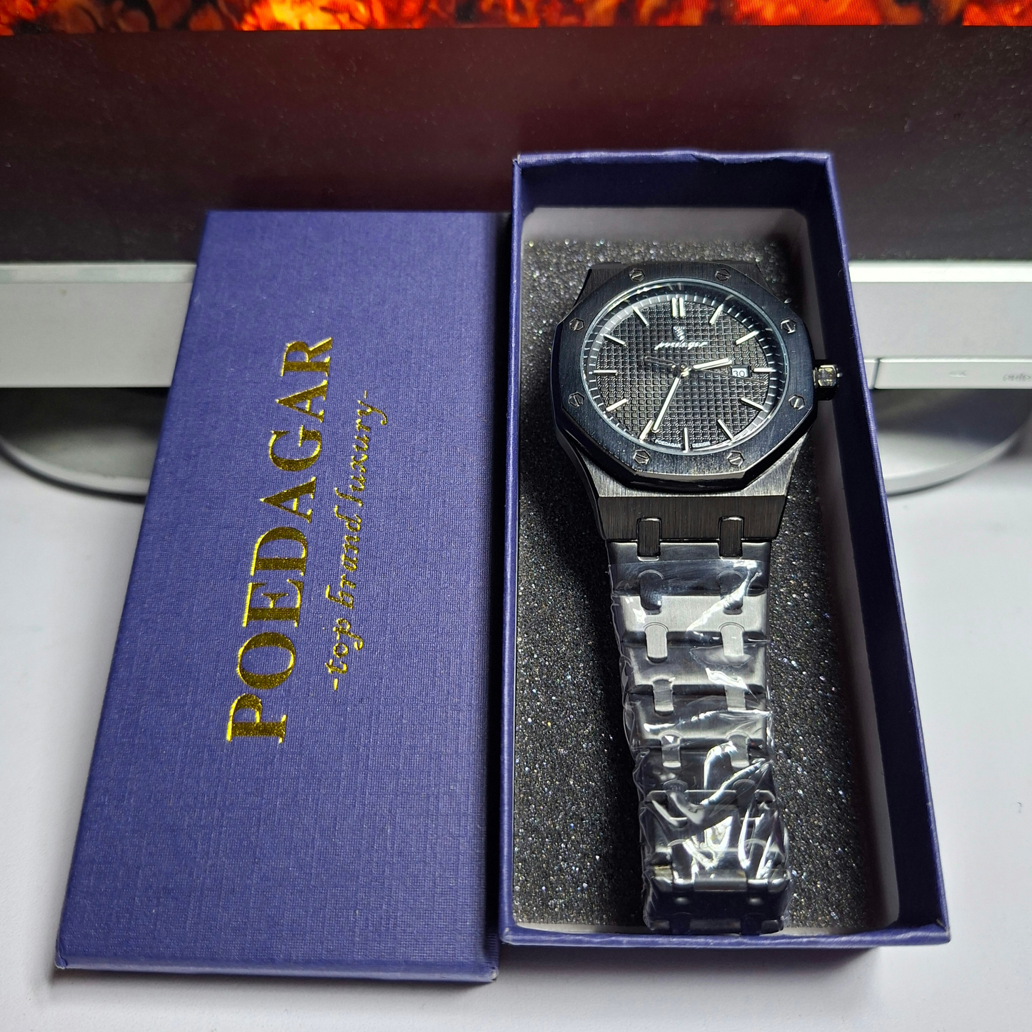 Reloj Hombre POEDAGAR 924 Total Black Acero Inoxidable Cuarzo Fecha Luminiscente