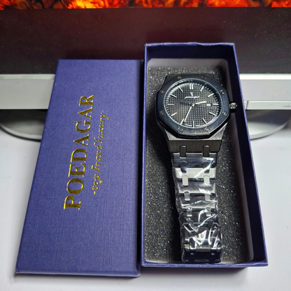 Reloj Hombre POEDAGAR 924 Total Black Acero Inoxidable Cuarzo Fecha Luminiscente