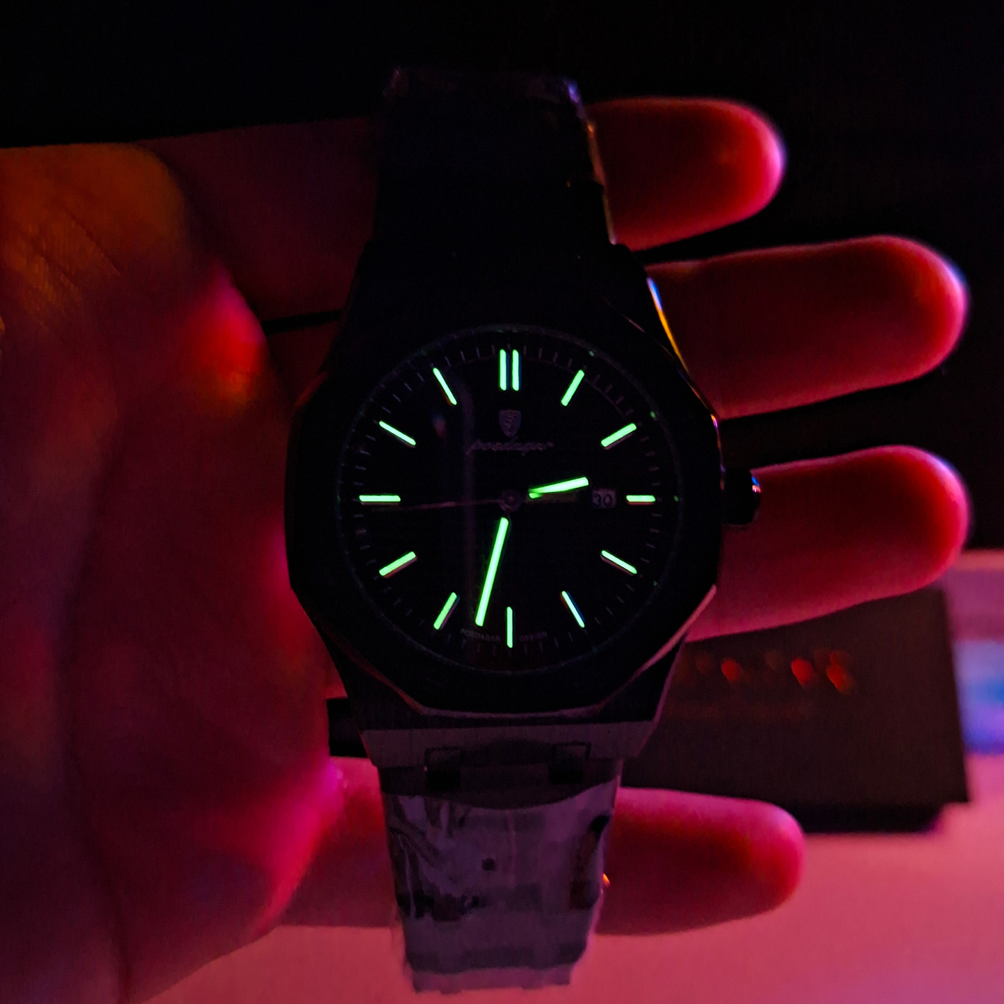 Reloj Hombre POEDAGAR 924 Total Black Acero Inoxidable Cuarzo Fecha Luminiscente