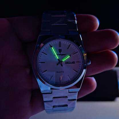 Reloj Hombre POEDAGAR 930 Carátula Blanca Acero Inoxidable Luminiscente Broche Mariposa