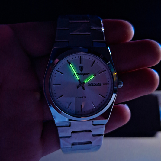 Reloj Hombre POEDAGAR 930 Carátula Blanca Acero Inoxidable Luminiscente Broche Mariposa