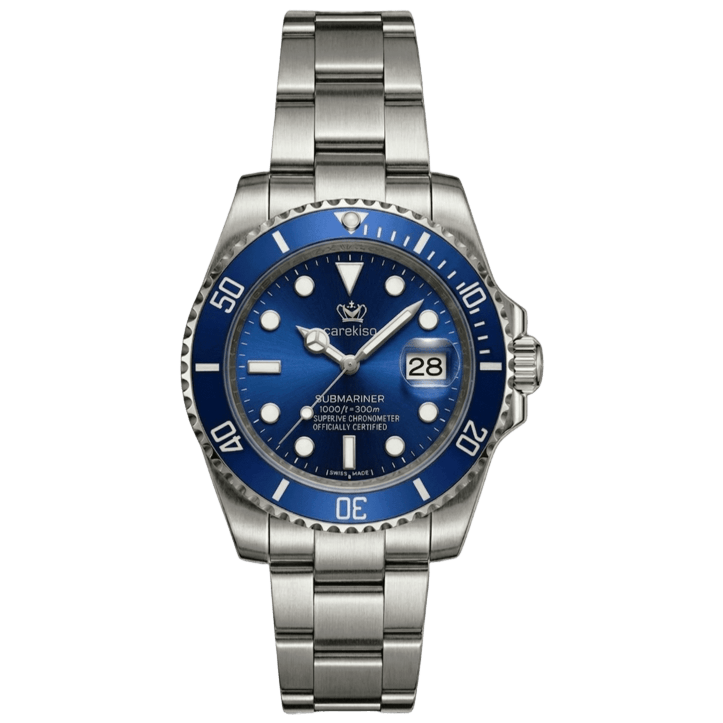 Reloj Hombre Carekiso 901 Azul Bisel Giratorio Acero Inoxidable Luminiscente Estilo Submariner