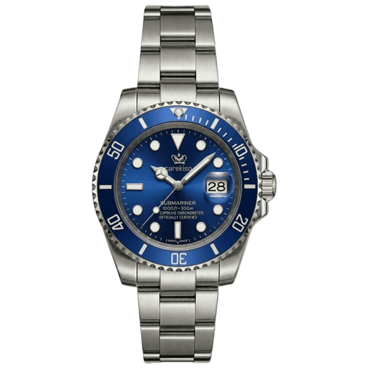 Reloj Hombre Carekiso 901 Azul Bisel Giratorio Acero Inoxidable Luminiscente Estilo Submariner