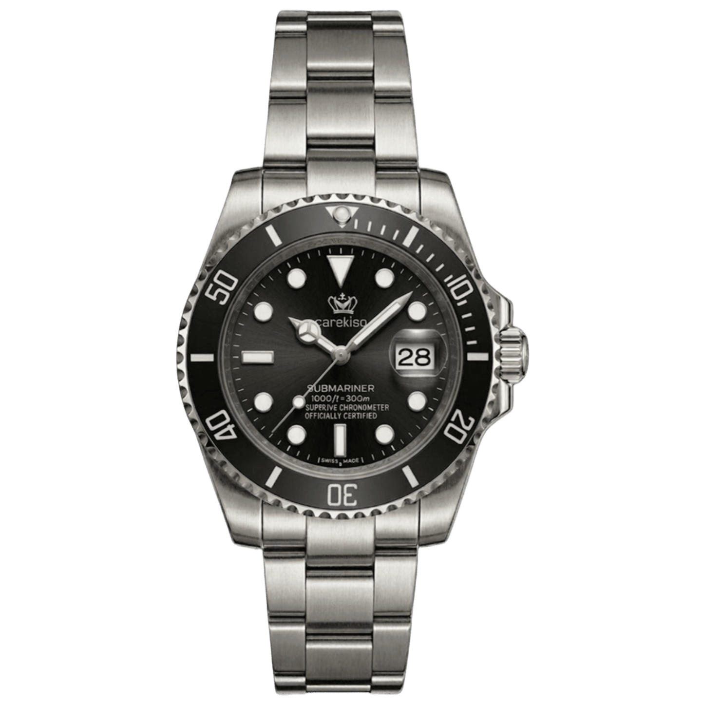 Reloj Hombre Carekiso 901 Negro Bisel Giratorio Acero Inoxidable Luminiscente Estilo Submariner