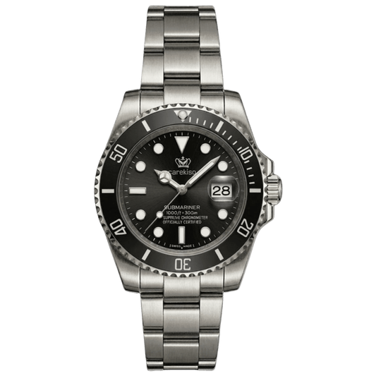 Reloj Hombre Carekiso 901 Negro Bisel Giratorio Acero Inoxidable Luminiscente Estilo Submariner