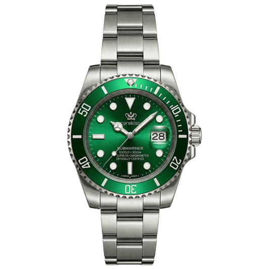 Reloj Hombre Carekiso 901 Verde Bisel Giratorio Acero Inoxidable Luminiscente Estilo Submariner