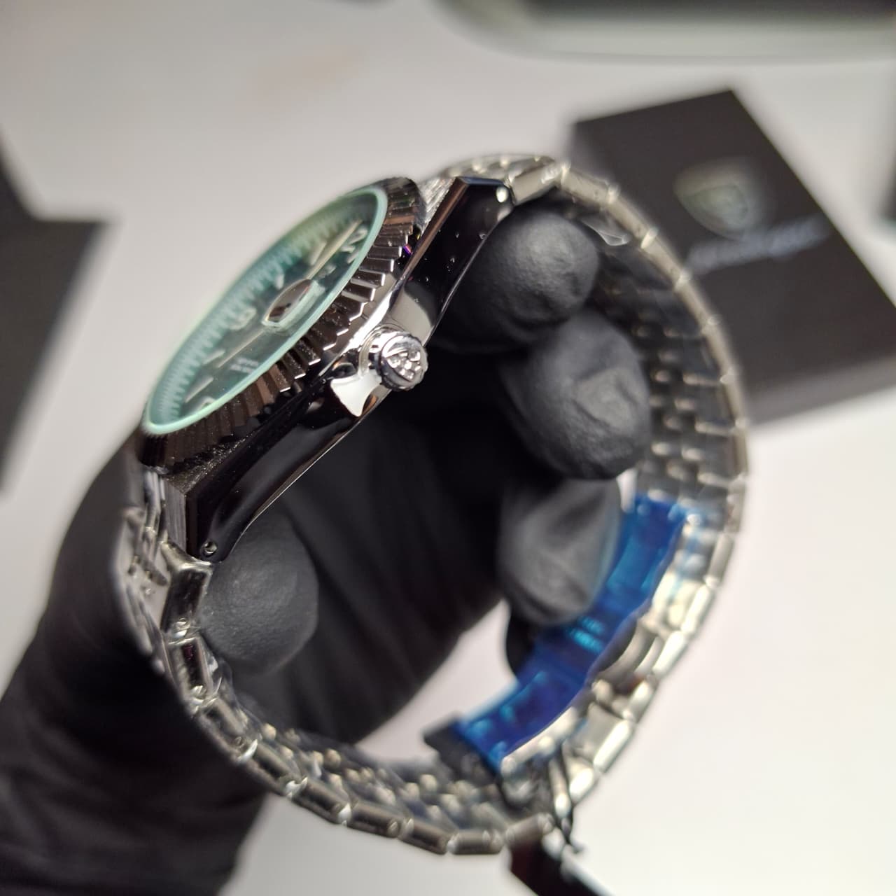 Reloj Hombre BINBOND 8181 Emerald Green Acero Inoxidable Luminiscente Broche Mariposa