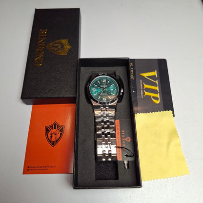 Reloj Hombre BINBOND 8181 Emerald Green Acero Inoxidable Luminiscente Broche Mariposa