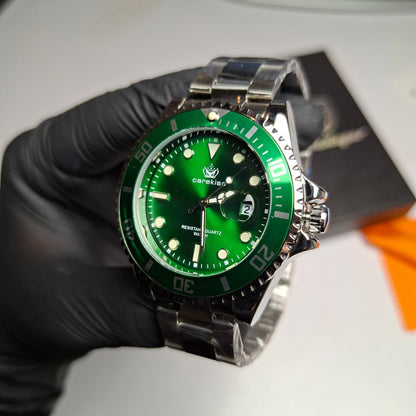 Reloj Hombre Carekiso 901 Verde Bisel Giratorio Acero Inoxidable Luminiscente Estilo Submariner