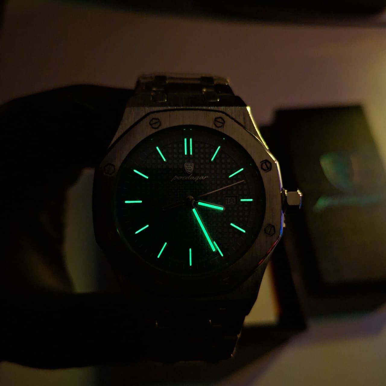 Reloj Hombre POEDAGAR 924 Azul Plateado Acero Inoxidable Cuarzo Fecha Luminiscente
