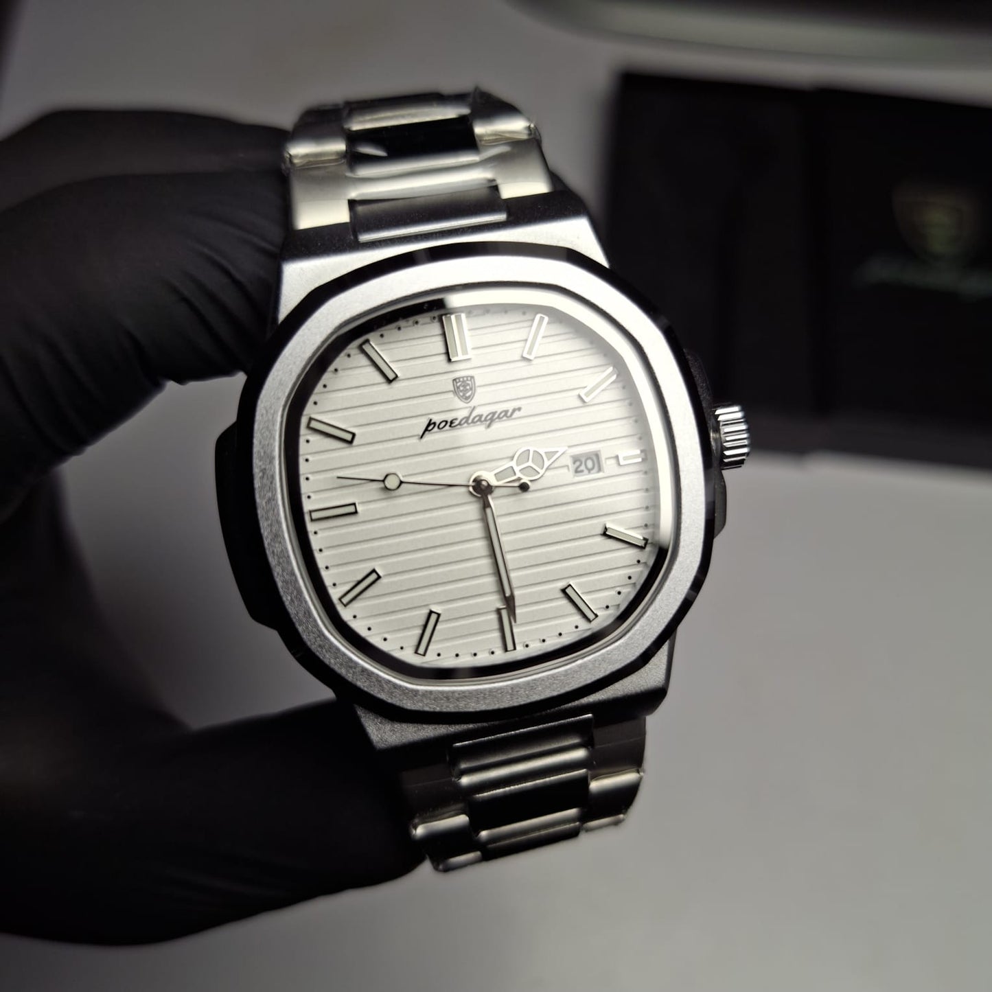 Reloj Hombre POEDAGAR 613 Carátula Blanca Acero Inoxidable Luminiscente Broche Mariposa