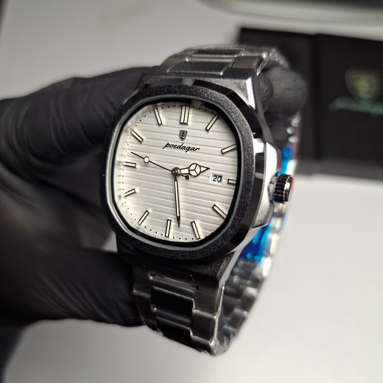 Reloj Hombre POEDAGAR 613 Carátula Blanca Acero Inoxidable Luminiscente Broche Mariposa