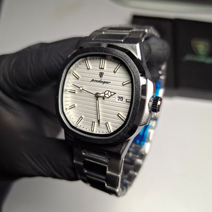 Reloj Hombre POEDAGAR 613 Carátula Blanca Acero Inoxidable Luminiscente Broche Mariposa