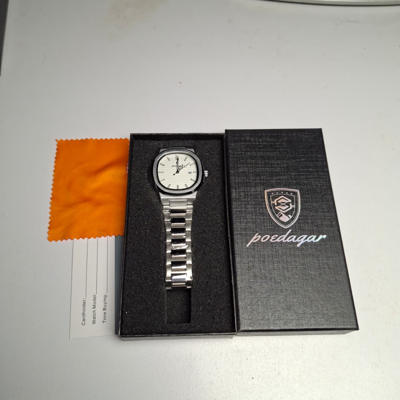 Reloj Hombre POEDAGAR 613 Carátula Blanca Acero Inoxidable Luminiscente Broche Mariposa