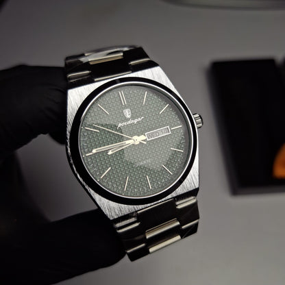 Reloj Hombre POEDAGAR 821 Irish Green Carátula Verde Acero Inoxidable Luminiscente Broche Mariposa