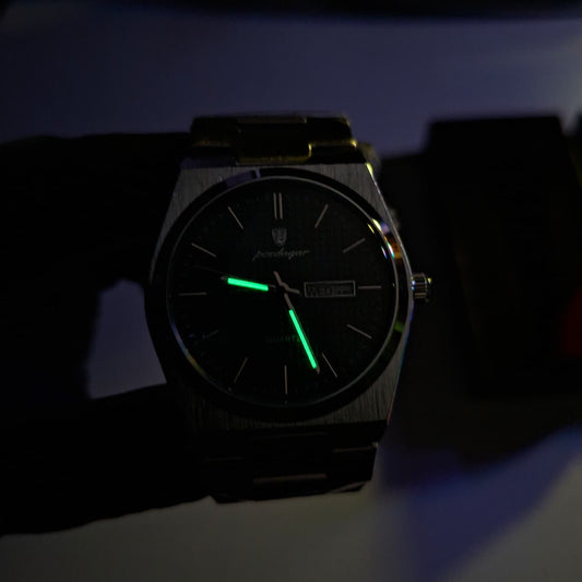 Reloj Hombre POEDAGAR 821 Irish Green Carátula Verde Acero Inoxidable Luminiscente Broche Mariposa