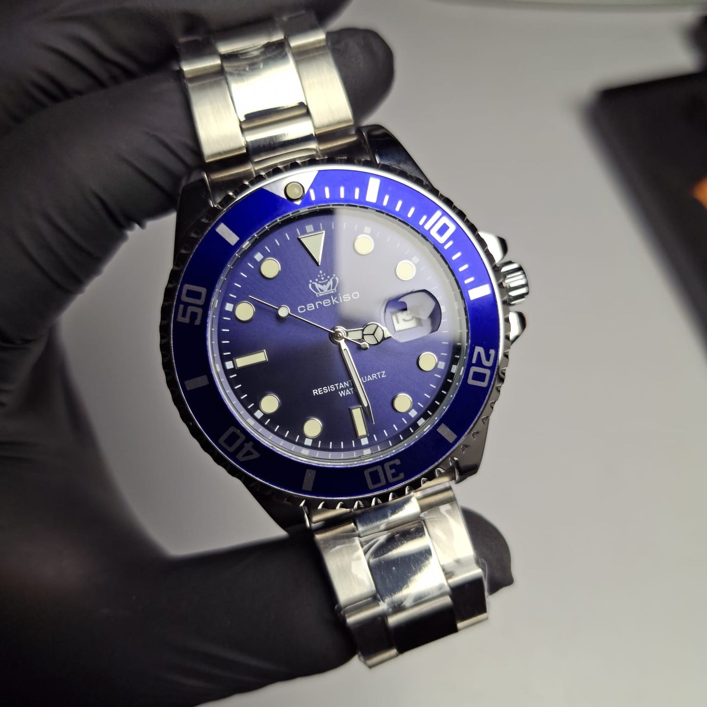 Reloj Hombre Carekiso 901 Azul Bisel Giratorio Acero Inoxidable Luminiscente Estilo Submariner