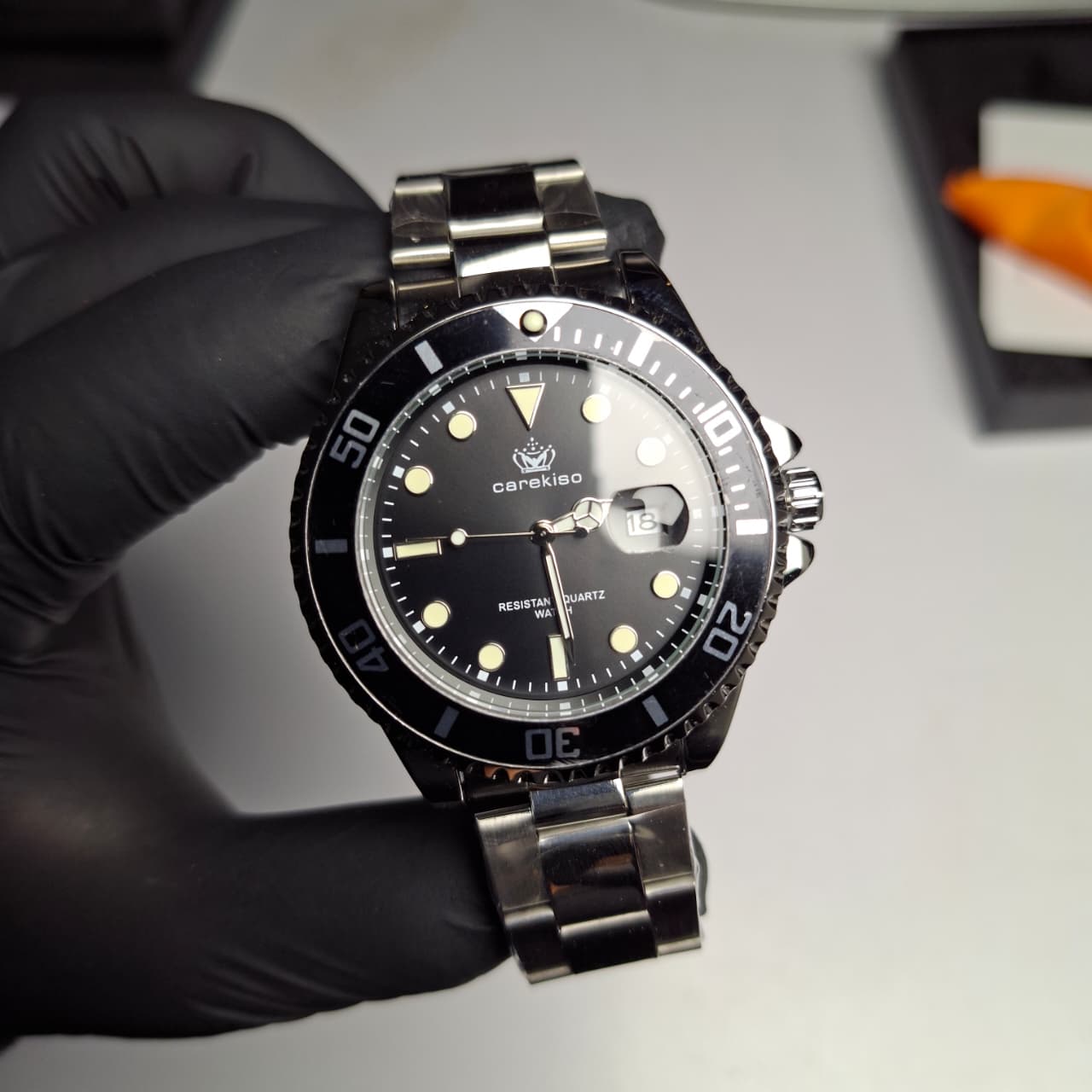 Reloj Hombre Carekiso 901 Negro Bisel Giratorio Acero Inoxidable Luminiscente Estilo Submariner