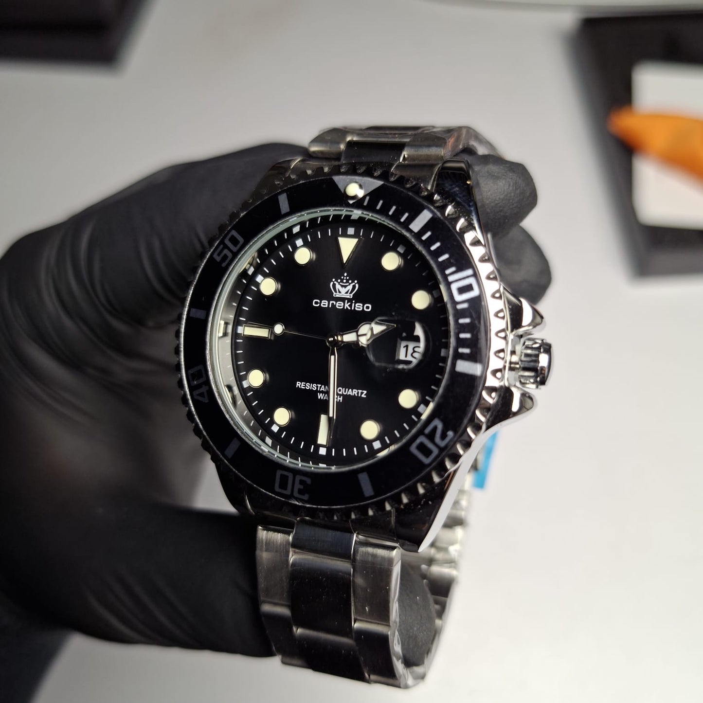Reloj Hombre Carekiso 901 Negro Bisel Giratorio Acero Inoxidable Luminiscente Estilo Submariner