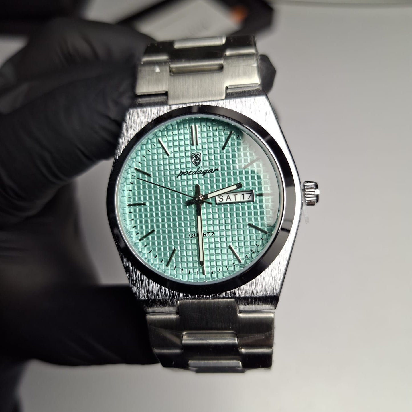Reloj Hombre POEDAGAR 821 Tiffany Blue Carátula Azul Menta Acero Inoxidable Luminiscente Broche Mariposa