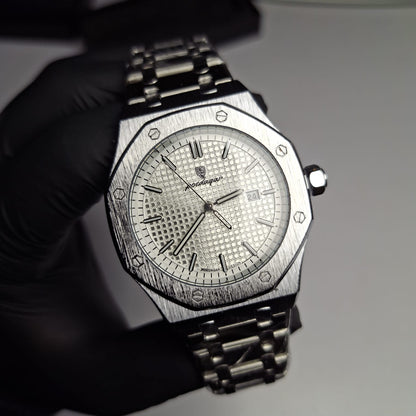 Reloj Hombre POEDAGAR 924 Carátula Blanca Plateado Acero Inoxidable Luminiscente Cuarzo Fecha