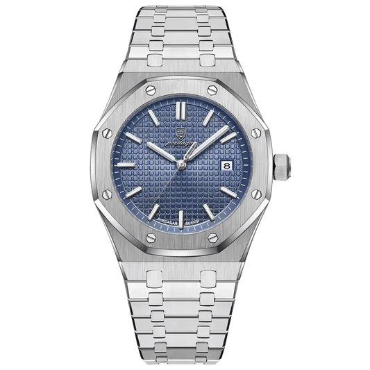 Reloj Hombre POEDAGAR 924 Azul Plateado Acero Inoxidable Cuarzo Fecha Luminiscente