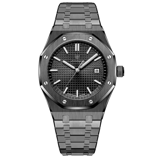 Reloj Hombre POEDAGAR 924 Total Black Acero Inoxidable Cuarzo Fecha Luminiscente