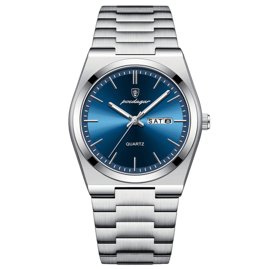 Reloj Hombre POEDAGAR 930 Carátula Azul Acero Inoxidable Luminiscente Broche Mariposa