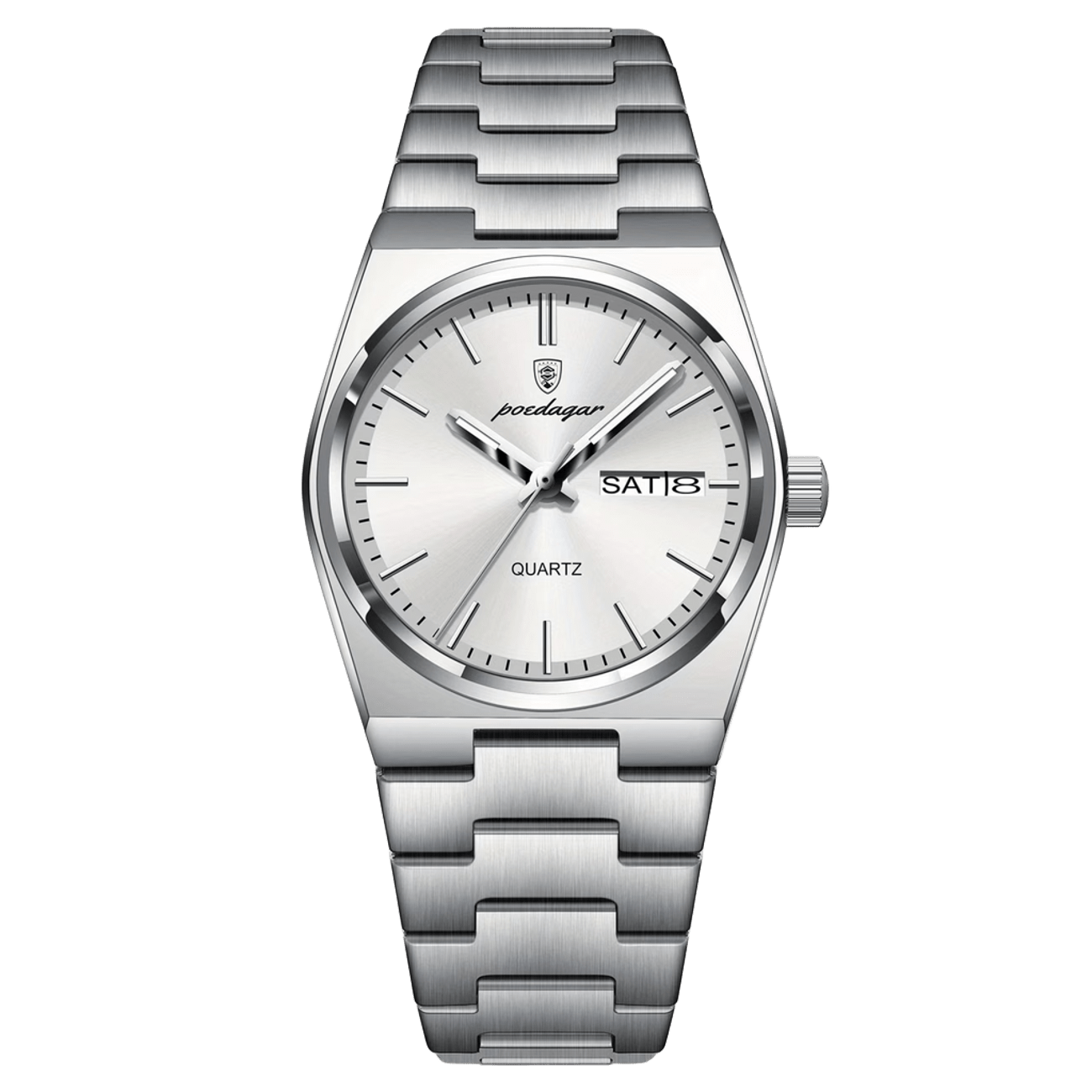 Reloj Hombre POEDAGAR 930 Carátula Blanca Acero Inoxidable Luminiscente Broche Mariposa