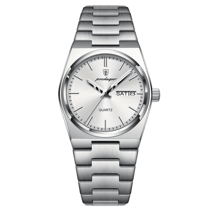 Reloj Hombre POEDAGAR 930 Carátula Blanca Acero Inoxidable Luminiscente Broche Mariposa