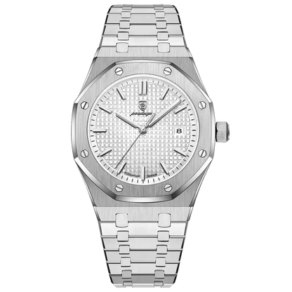 Reloj Hombre POEDAGAR 924 Carátula Blanca Plateado Acero Inoxidable Luminiscente Cuarzo Fecha