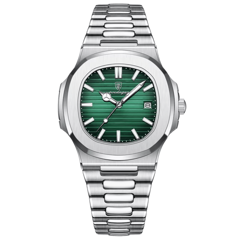 Reloj Hombre POEDAGAR 613 Carátula Verde Acero Inoxidable Luminiscente Broche Mariposa