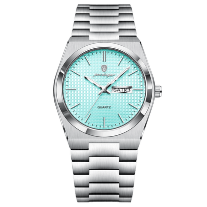 Reloj Hombre POEDAGAR 821 Tiffany Blue Carátula Azul Menta Acero Inoxidable Luminiscente Broche Mariposa