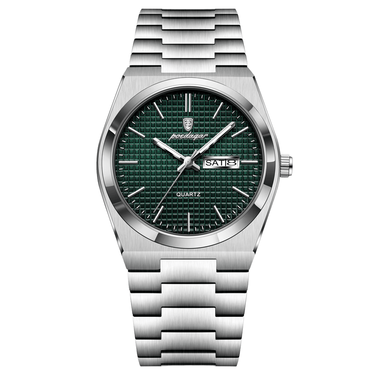 Reloj Hombre POEDAGAR 821 Irish Green Carátula Verde Acero Inoxidable Luminiscente Broche Mariposa