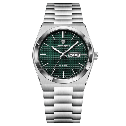 Reloj Hombre POEDAGAR 821 Irish Green Carátula Verde Acero Inoxidable Luminiscente Broche Mariposa