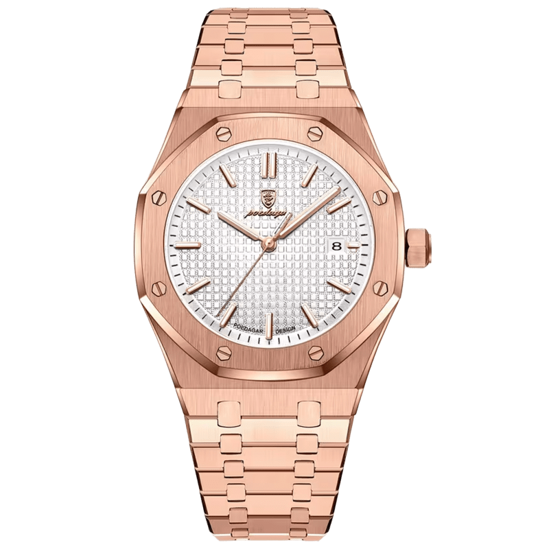 Reloj Hombre POEDAGAR 924 Rose Gold Acero Inoxidable Luminiscente Cuarzo Fecha