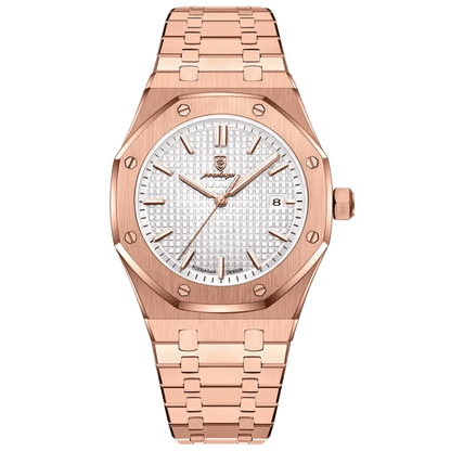 Reloj Hombre POEDAGAR 924 Rose Gold Acero Inoxidable Luminiscente Cuarzo Fecha