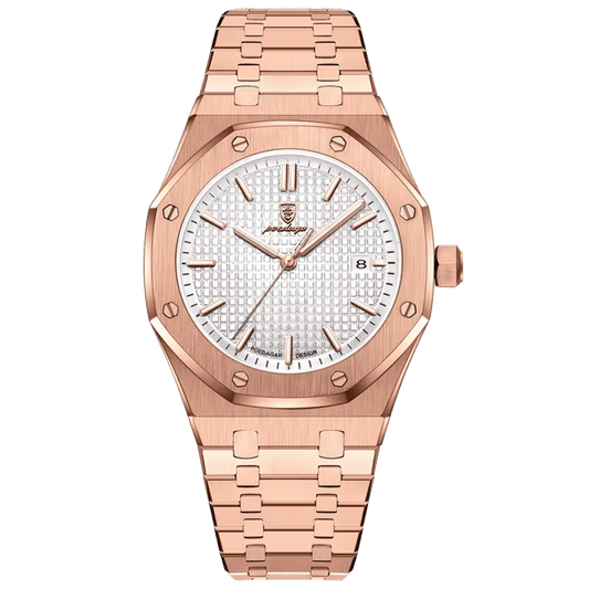 Reloj Hombre POEDAGAR 924 Rose Gold Acero Inoxidable Luminiscente Cuarzo Fecha